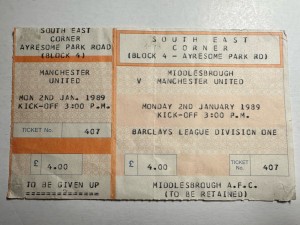 Middlesbrough v Manchester United intact Ticket 1989 for sale on Ebay