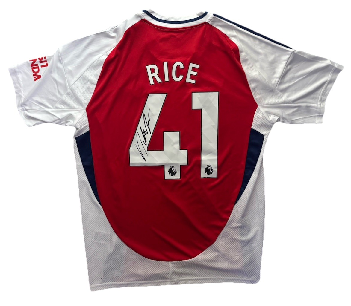 DECLAN RICE Hand Signed 24/25 Arsenal HOME Large Football Shirt RARE Proof/COA for sale on Ebay