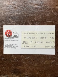 Oct 4th 1978 Manchester United v Watford League Cup 3rd Round Match Ticket. for sale on Ebay