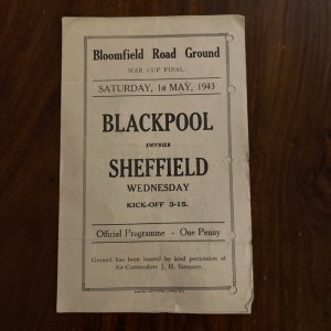 Blackpool v Sheffield Wednesday 1/05/1943  War Cup Final for sale on Ebay