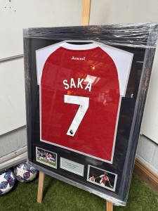Bukayo Saka Hand Signed And Framed Arsenal Football Shirt With COA for sale on Ebay