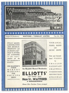 1934/35 Division 3 South - WATFORD v. TORQUAY UNITED for sale on Ebay