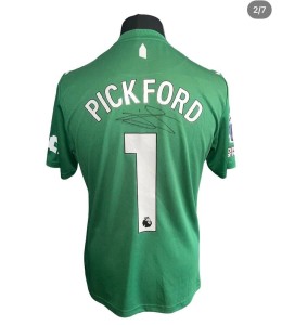 Jordan Pickford match worn and signed Everton, England shirt for sale on Ebay