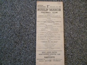 MEGA RARE Ruislip Manor v Arsenal 'A' 1950 Friendly Football Programme 02/12/50 for sale on Ebay