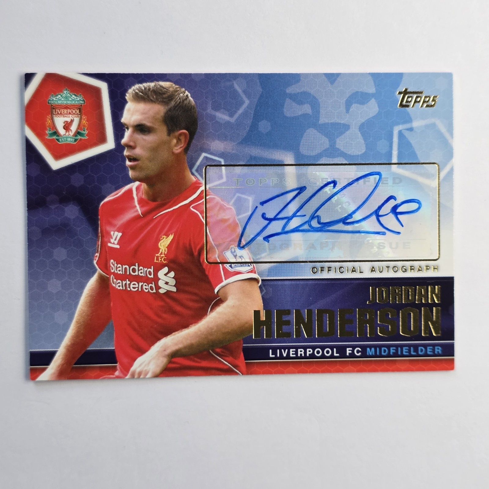 2014-15 Topps EPL Premier Club Jordan Henderson Liverpool Auto /50 #4 for sale on Ebay