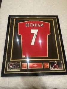 Sir David Beckham Official Manchester United Shirt Signed and Framed 1999 Home for sale on Ebay