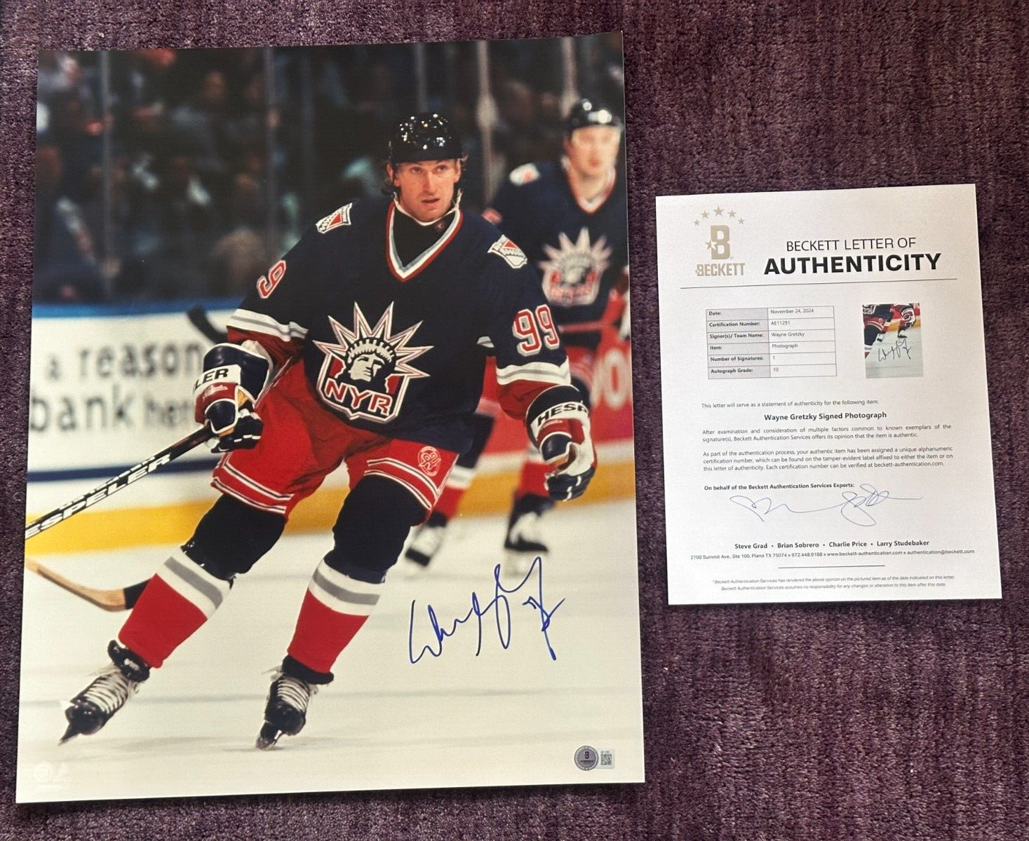 WAYNE GRETZKY Signed New York RANGERS 16x20 PHOTO BAS LOA AUTO 10 for sale on Ebay