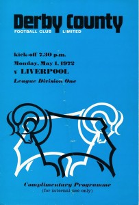 Derby County v Liverpool 1971/1972 - RARE Directors box 4 page programme for sale on Ebay
