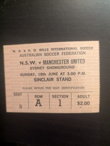(NSW) NEW SOUTH WALES V MANCHESTER UNITED  1967 AUSTRALIAN TOUR  TICKET  for sale on Ebay