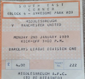 Middlesbrough V Manchester United Ticket 88-89 for sale on Ebay