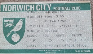 Norwich City V Manchester United Ticket 88-89 for sale on Ebay