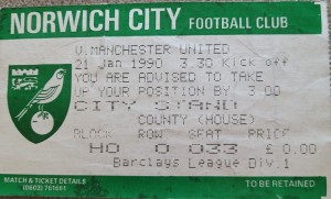 Norwich City V Manchester United Ticket 89-90 for sale on Ebay