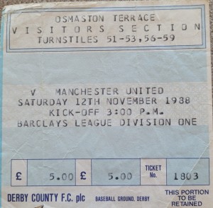 Derby County V Manchester United Ticket 88-89 for sale on Ebay