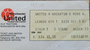 Manchester United V Brighton Ticket 81-82 for sale on Ebay