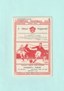 1950-1951 LEAGUE DIVISION 1 : LIVERPOOL v FULHAM ON 3RD FEBRUARY 1951 for sale on Ebay
