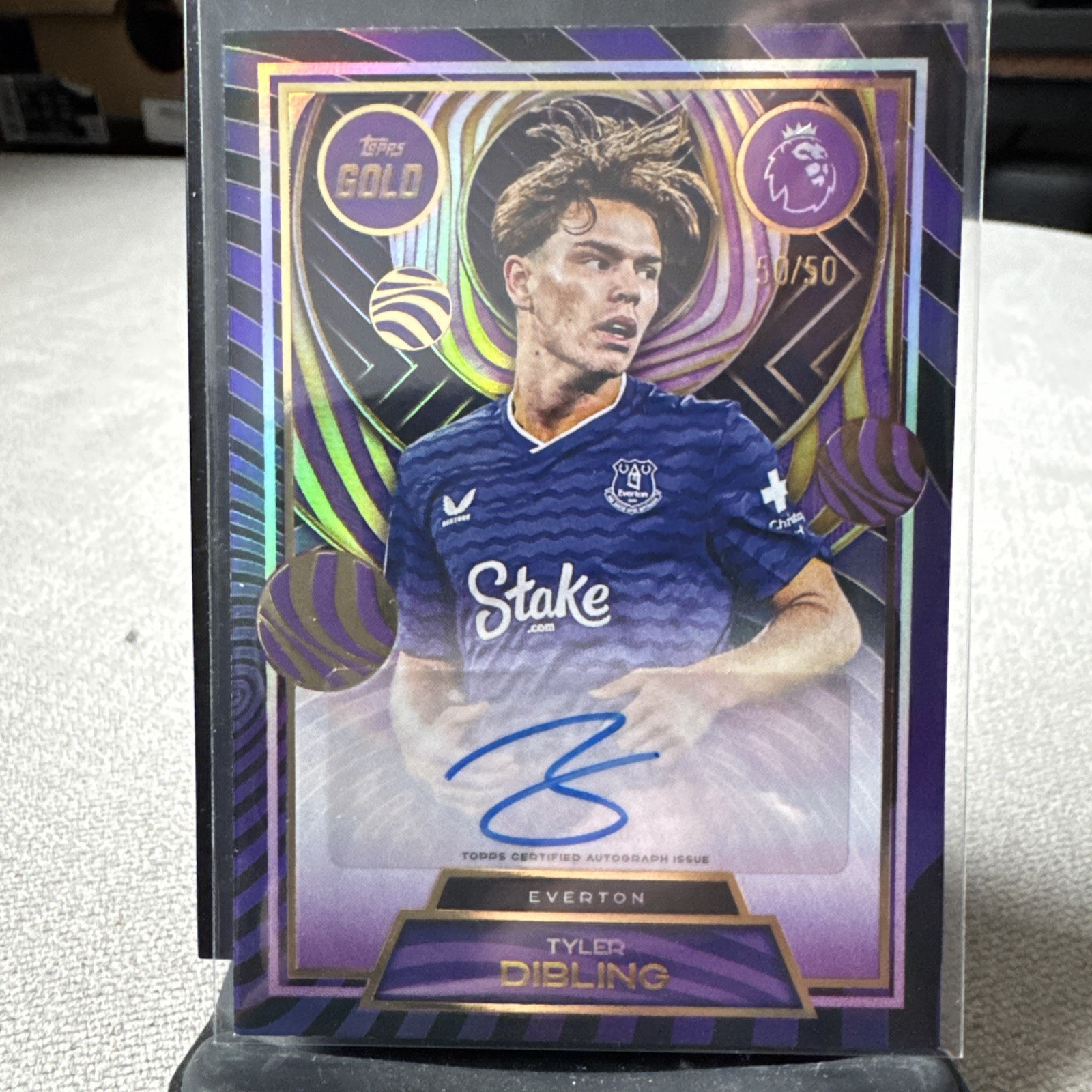 Topps Gold Premier League 2025/26 Everton Tyler Dibling Auto - 50/50 Bookend for sale on Ebay