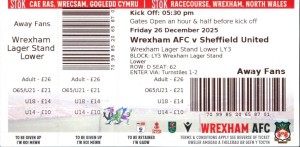 Wrexham v Sheffield United 26/12/25 Ticket Championship for sale on Ebay