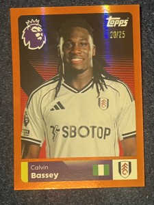 Topps Premier League 2026 Stickers Calvin Bassey Fulham Orange Parallel /25 MINT for sale on Ebay