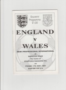1990-91 England v. Wales - Semi-Professional International @ Stafford Rangers for sale on Ebay