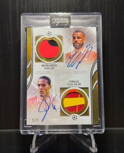 Topps Dynasty Mo Salah / Virgil Van Dijk Dual Auto 1/1 Patch Liverpool for sale on Ebay