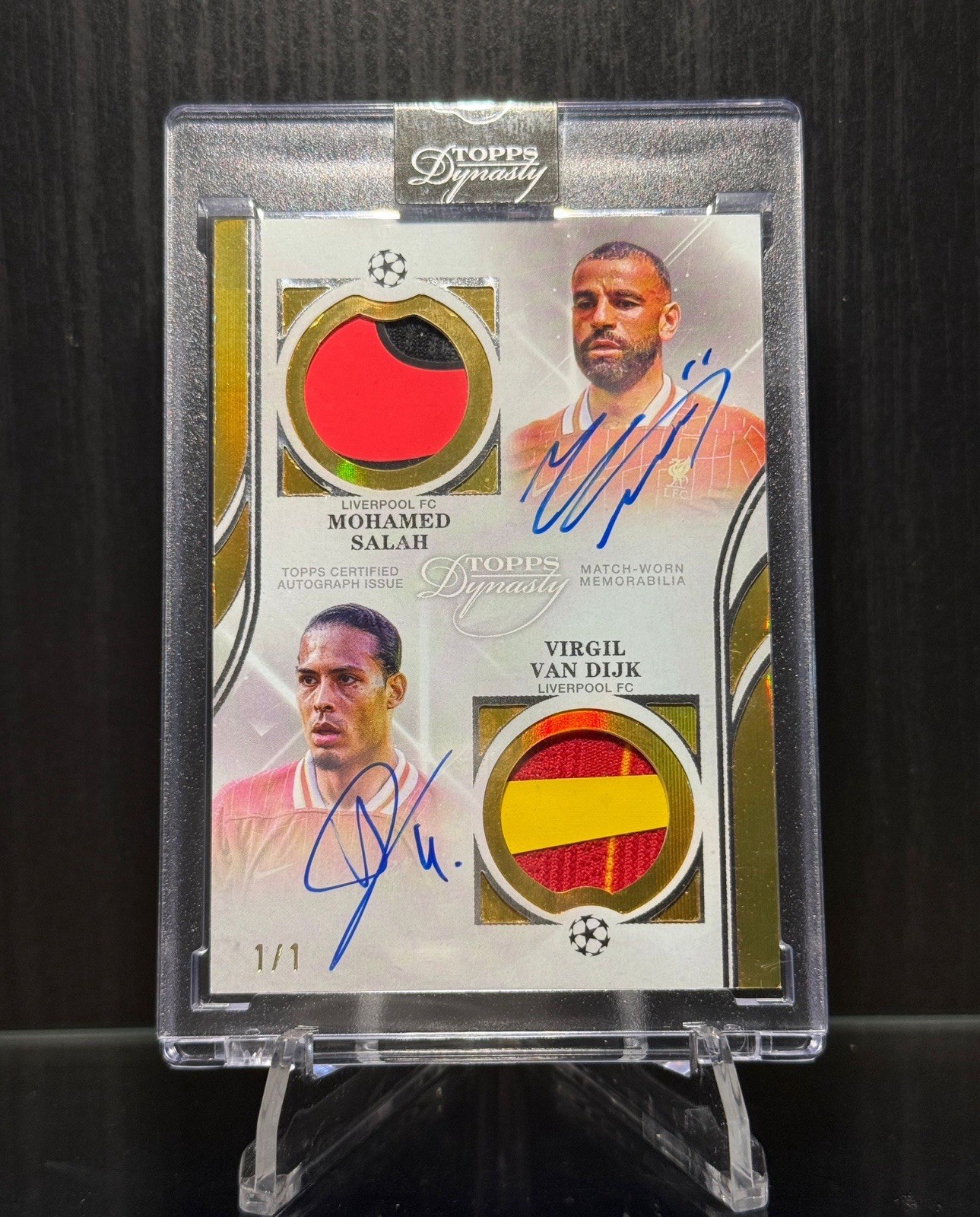 Topps Dynasty Mo Salah / Virgil Van Dijk Dual Auto 1/1 Patch Liverpool for sale on Ebay