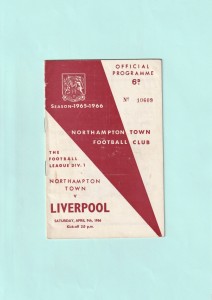 1965-1966 LEAGUE DIVISION 1 : NORTHAMPTON TOWN v LIVERPOOL ON 9TH APRIL 1966 for sale on Ebay