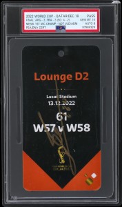 Lionel Messi Signed 2022 Qatar World Cup Semifinals Pass PSA 10/8 Slab Error for sale on Ebay