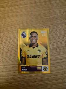 1/50 Gold foil Jhon Arias Wolves Topps Premier League 2026 Sticker for sale on Ebay