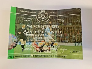 1992/93 - Man City v Manchester United - 20/03/1993 - Ticket Stub - Man Utd for sale on Ebay