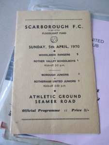 5.4.1970 Borough Juniors v Rotherham United Juniors Scarborough Floodlight fund for sale on Ebay