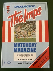 Lincoln City v Scarborough Programme League Division Four 1/12/90 for sale on Ebay