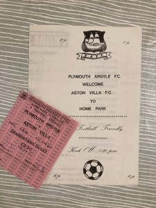 Plymouth Argyle v Aston Villa - Friendly with TICKET - 1985/86 for sale on Ebay