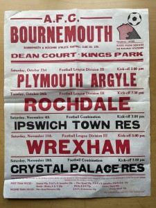 1972 AFC Bournemouth Match Poster Plymouth Argyle Rochdale Wrexham Ipswich Town. for sale on Ebay
