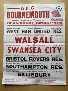Apr 73 AFC Bournemouth Match Poster Walsall Swansea City West Ham Southampton. for sale on Ebay