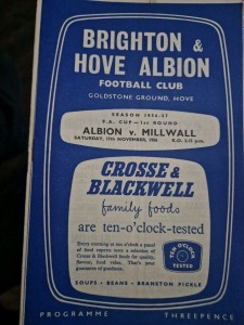 1956/57 Brighton & Hove Albion V Millwall FA Cup  1st Round  for sale on Ebay