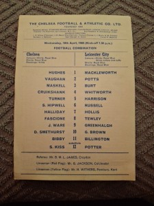 Chelsea Reserves v Leicester City Res programme.  16/4/1969 for sale on Ebay