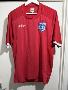 England Football Shirt Large Red Away Kit Umbro 2010 2011 Soccer Jersey 42