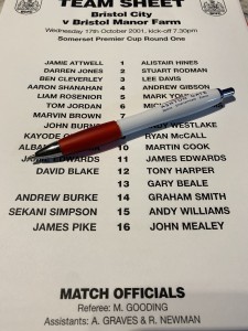 27-10-01. Bristol City V Bristol Manor Farm. SPC R1 for sale on Ebay