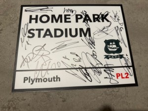 PLYMOUTH ARGYLE SIGNED 2026 METAL STREET SIGN FOOTBALL PROOF SHIRT PHOTO for sale on Ebay