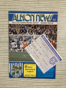 West Bromwich Albion WBA v Aston Villa - League Cup Replay with TICKET - 1985/86 for sale on Ebay