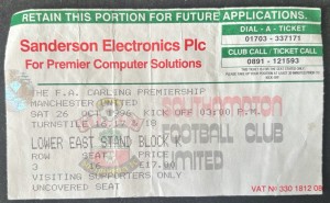 Southampton v Manchester United ticket stub Premier League 26th October 1996 for sale on Ebay