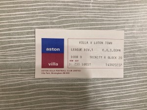 Aston Villa v Luton Town - Div 1 - TICKET - 1985/86 for sale on Ebay