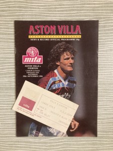 Aston Villa v Everton - Div 1 - with TICKET - 1985/86 for sale on Ebay
