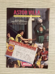 Aston Villa v Sheffield Wednesday - Div 1 - with TICKET - 1985/86 for sale on Ebay