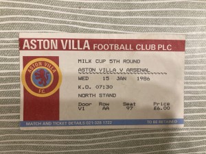 Aston Villa v Arsenal - League Cup - TICKET - 1985/86 for sale on Ebay