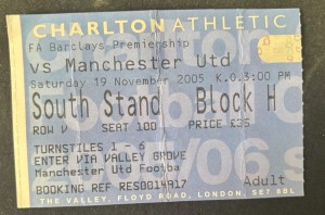 Charlton v Manchester United ticket stub Premier League 19th November 2005 for sale on Ebay