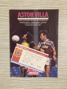 Aston Villa v Newcastle United - Div 1 - with TICKET - 1985/86 for sale on Ebay
