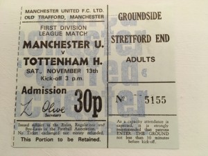 Man United V Tottenham H 1969 ticket for sale on Ebay