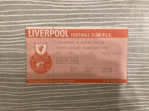 Liverpool v Aston Villa - Div 1 - TICKET - 1985/86 for sale on Ebay