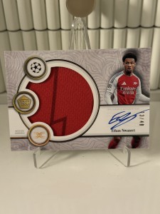 24/25 Topps Definitive UCC Ethan Nwaneri RC Rookie Patch Auto 13/48 Arsenal  for sale on Ebay